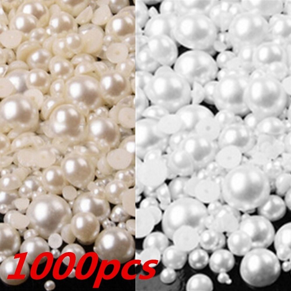 1000pcs New DIY Decoration Flatback Resin Half Round Pearls ABS Imitation Nail Art