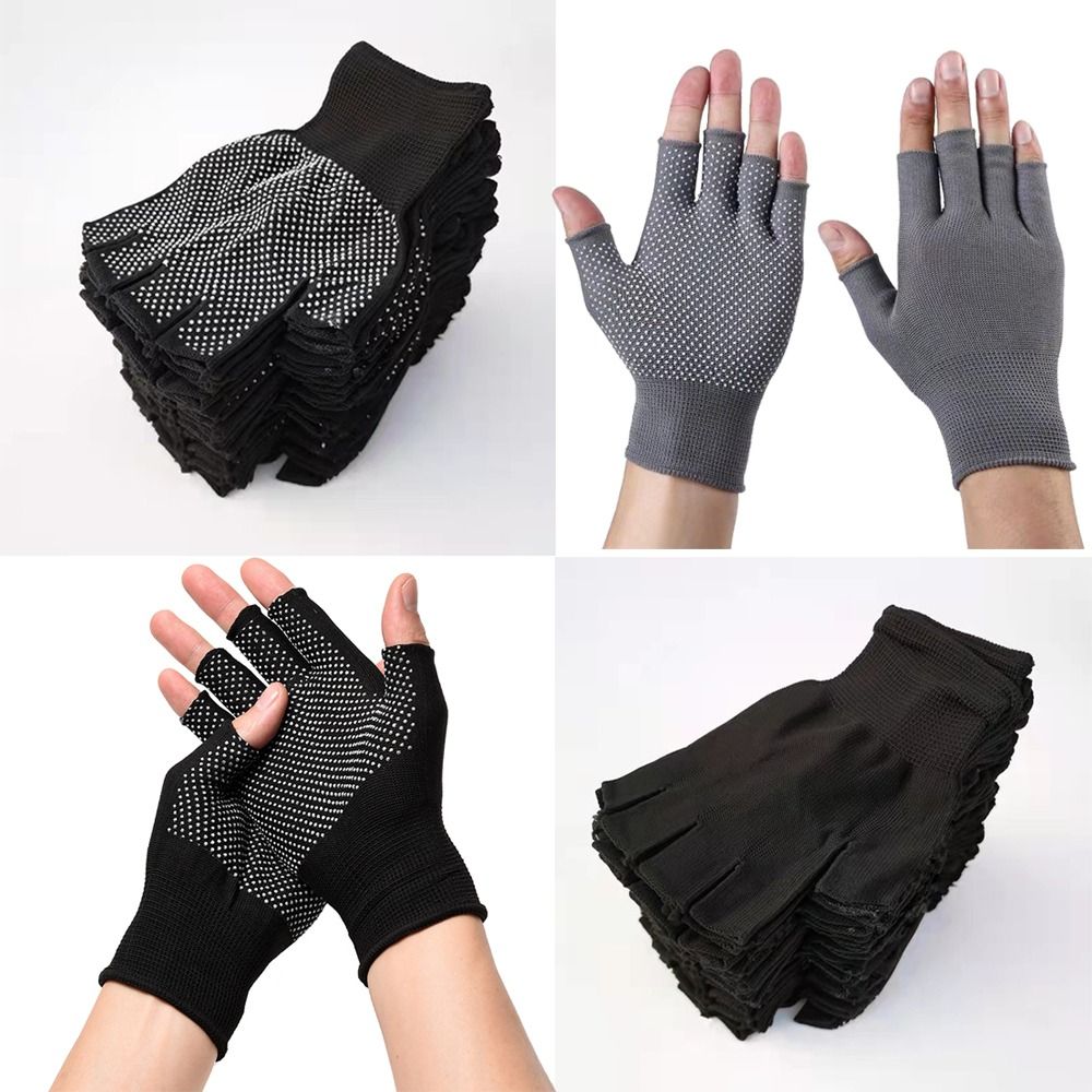 Spring/Autumn/Summer Stretch Sun Protection Driving Mittens Full Finger Work Gloves Anti-Slip Fishing Gloves