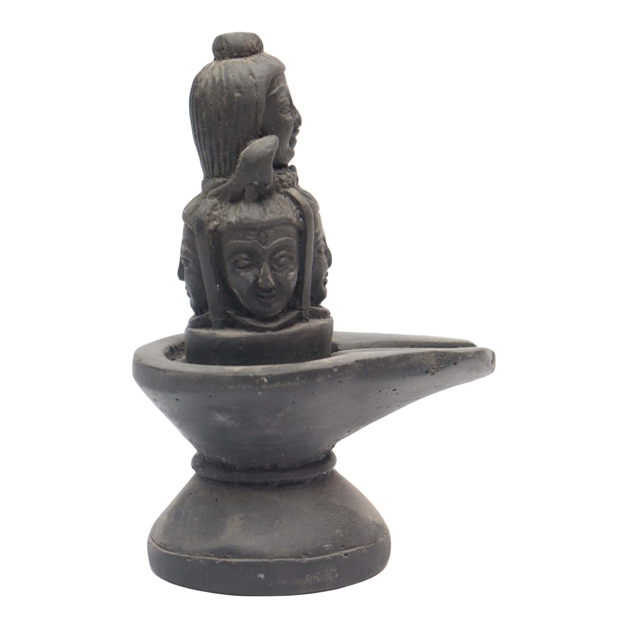 Five Face Lord Shivalinga Resin Statue 5 Inch Black 150Gram