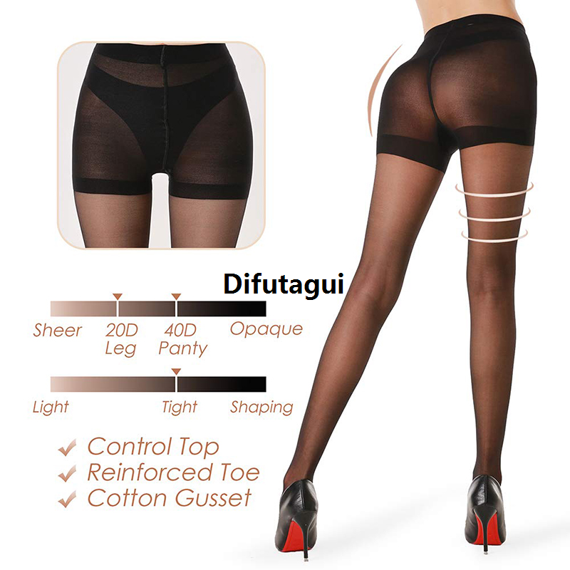 Difutagui Kave 1 Pairs Plus Size Sheer Tights Black Women See Through 20D Affordable Thin Stocking Elastic High Waist Office Ladies Pantyhose