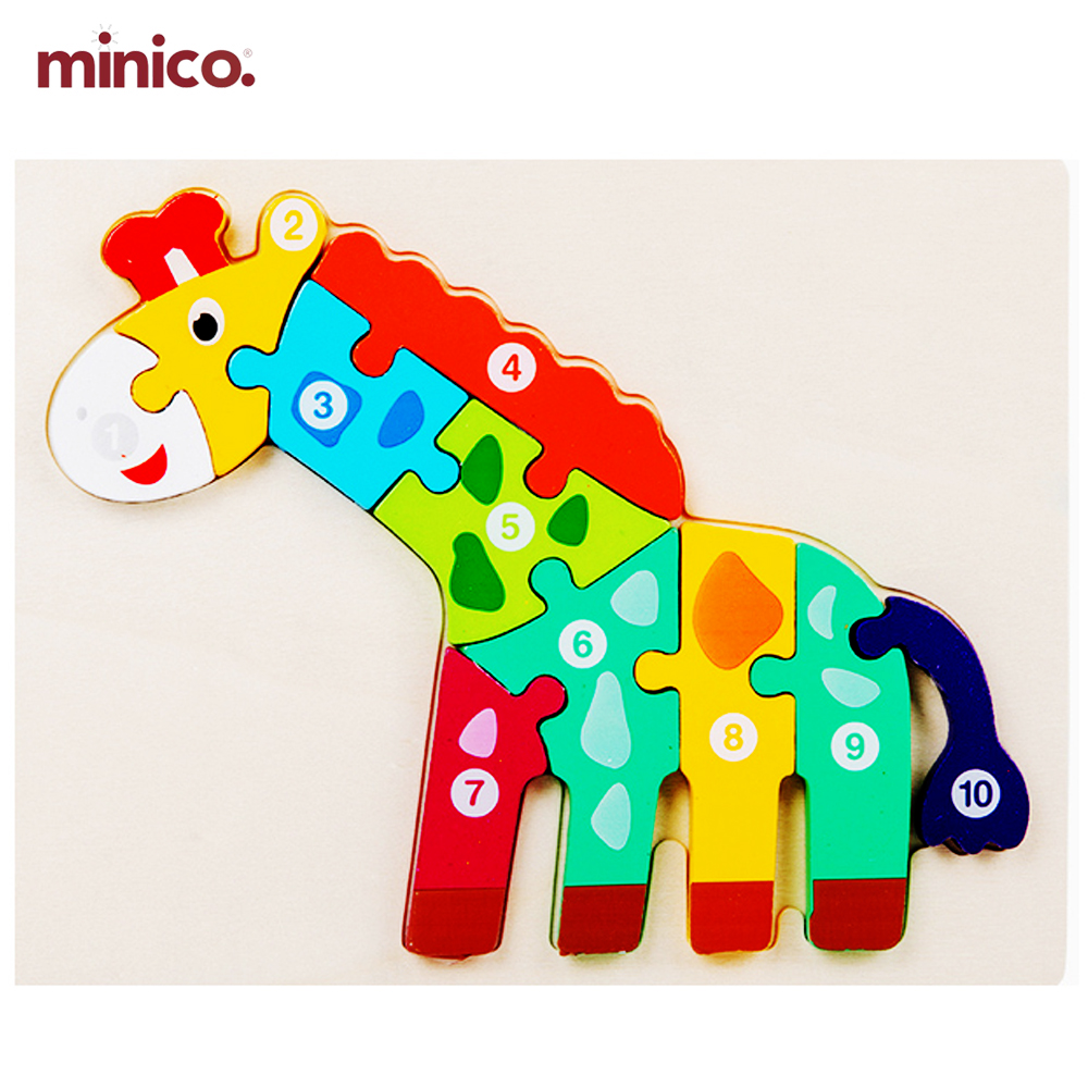 Cute Baby- Colorful Wooden Giraffe Shaped Puzzle for Baby & Toddlers ǀ Numerical Number (1-10) Early Learning & Education Cognition Toys