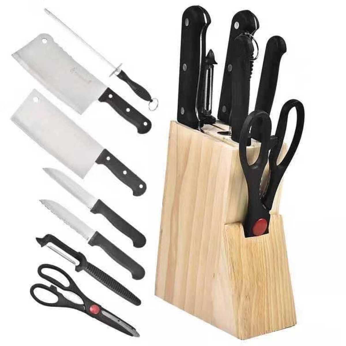 Stainless Steel Kitchen Knife Set With Wood Stand 7PCS set