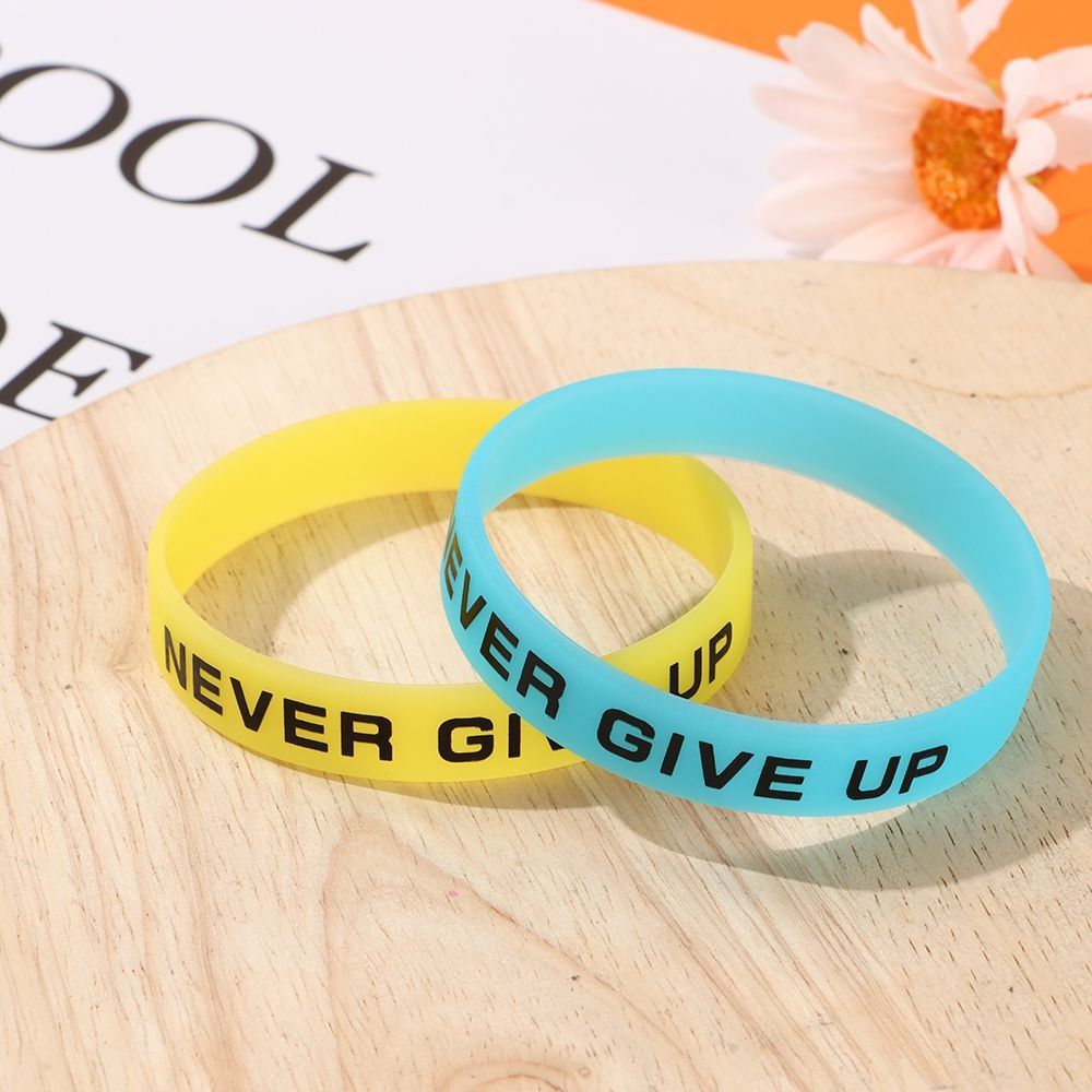 Hand Bands Gift For Women Men Fitness Wristband Luminous Bracelet Glow In The Dark Silicone Sweat Band Never Give Up Bracelet Luminous Rubber Bracelets Basketball Wristband