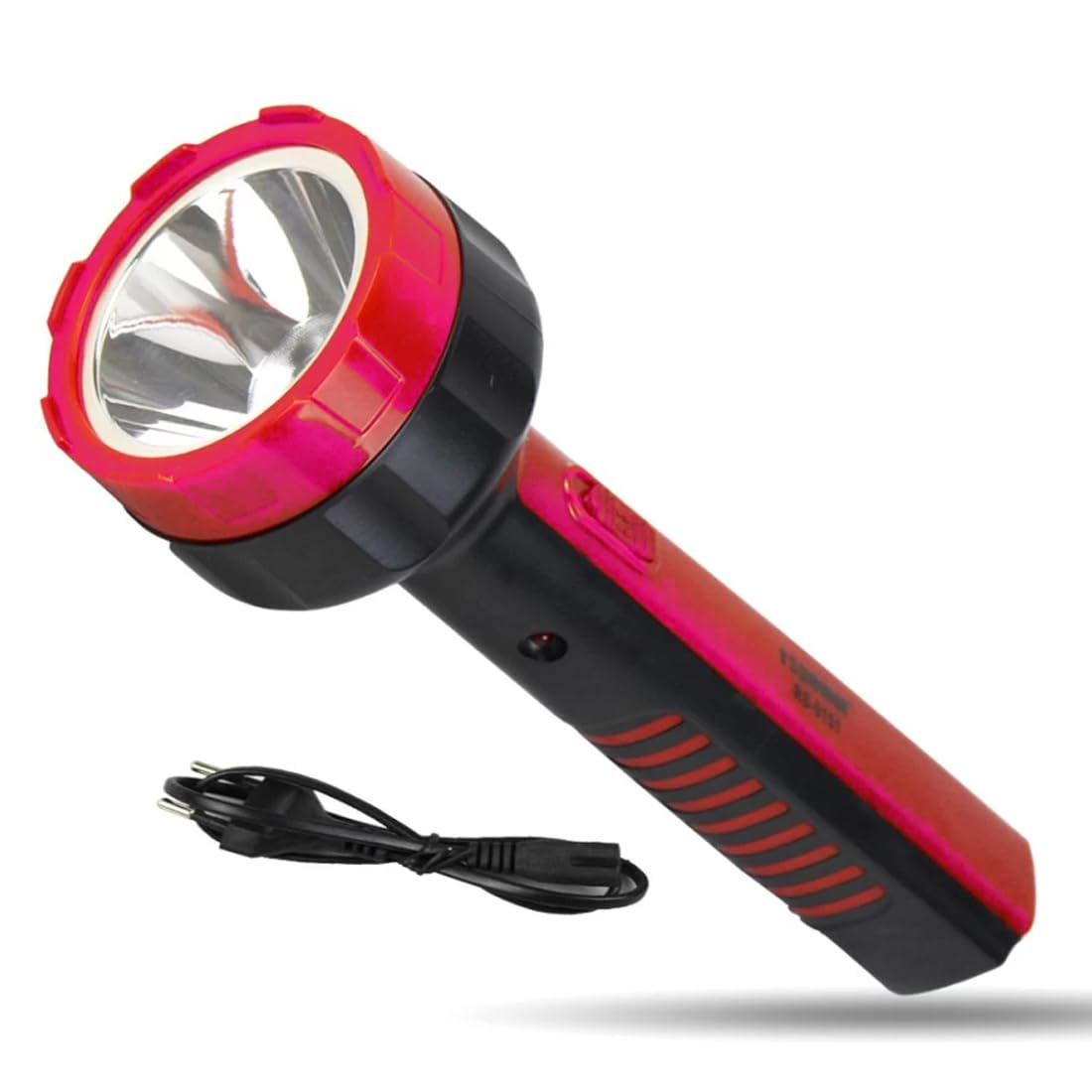 9151 Rechargeable LED Torch | High-Brightness Black/Red Flashlight. Long-Life Battery, Energy-Saving Circuit & 8-Hour Runtime for Camping, Travel Power Outage.