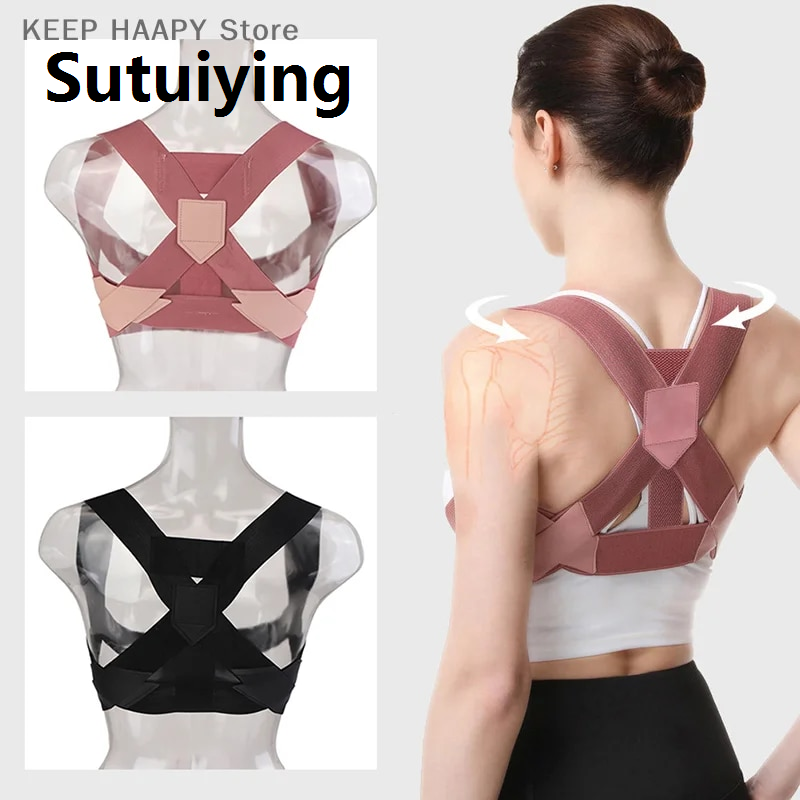 Sutuiying 1PC Women Adjustable Elastic Back Support Belt Chest Posture Corrector Shoulder Brace Body Shaper Corset Invisible Body Shaper