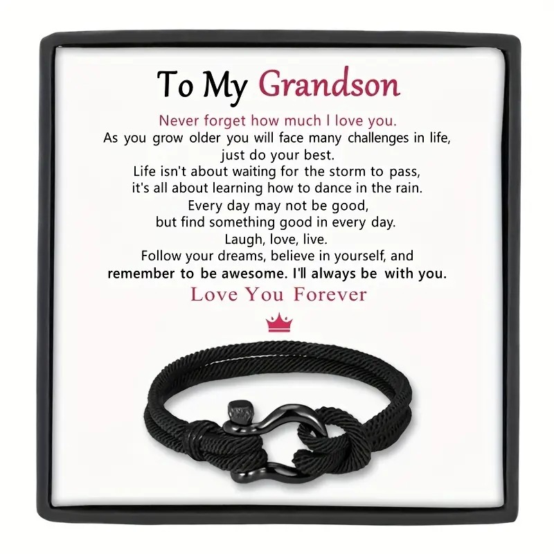 1pcs European and American Popular New U-Buckle Milan Thread Bracelet Adjustable Braided Bracelet Men's Bracelet with Card