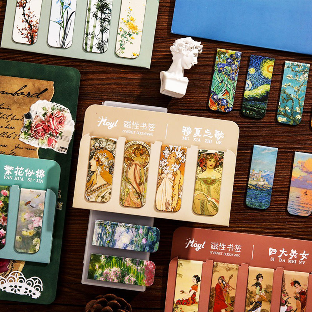 Magnet Vintage Oil Painting Magnetic Bookmarks 7 Colors Magnetic Bookmarks High-Grade Binder for Handbook Clips Book Clips Souvenirs