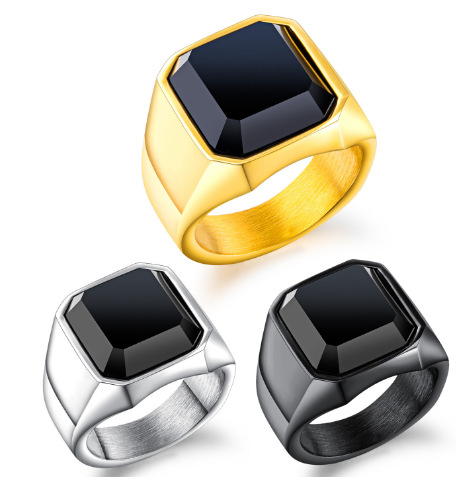 【Prices are low- Now don't beslow】New Hip Hop Stainless Steel Square Black Plated Fashion Trendy Men