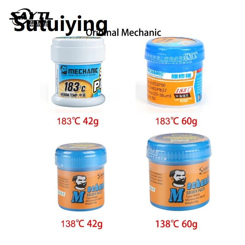 Sutuiying solder paste 1PCS Original Mechanic solder paste 35G/60G 138℃/183℃ XGSP50 XGSP80 V5B45 V8B45 for Mobile Phone IC CPU BGA SMD repair toolshand tools