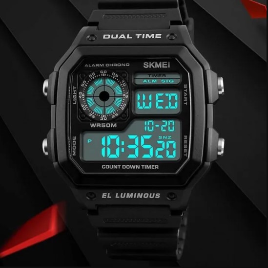 SKMEI 1251 Digital LED 50M Waterproof Sports Watch - Black For Men