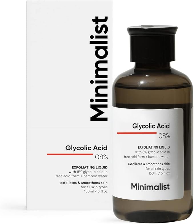 Minimalist 8% Glycolic Acid Toner for Glowing Skin | Multi-Functional Exfoliating Toner with Bamboo Water for Body, Face, Underarms & Scalp | for Wome