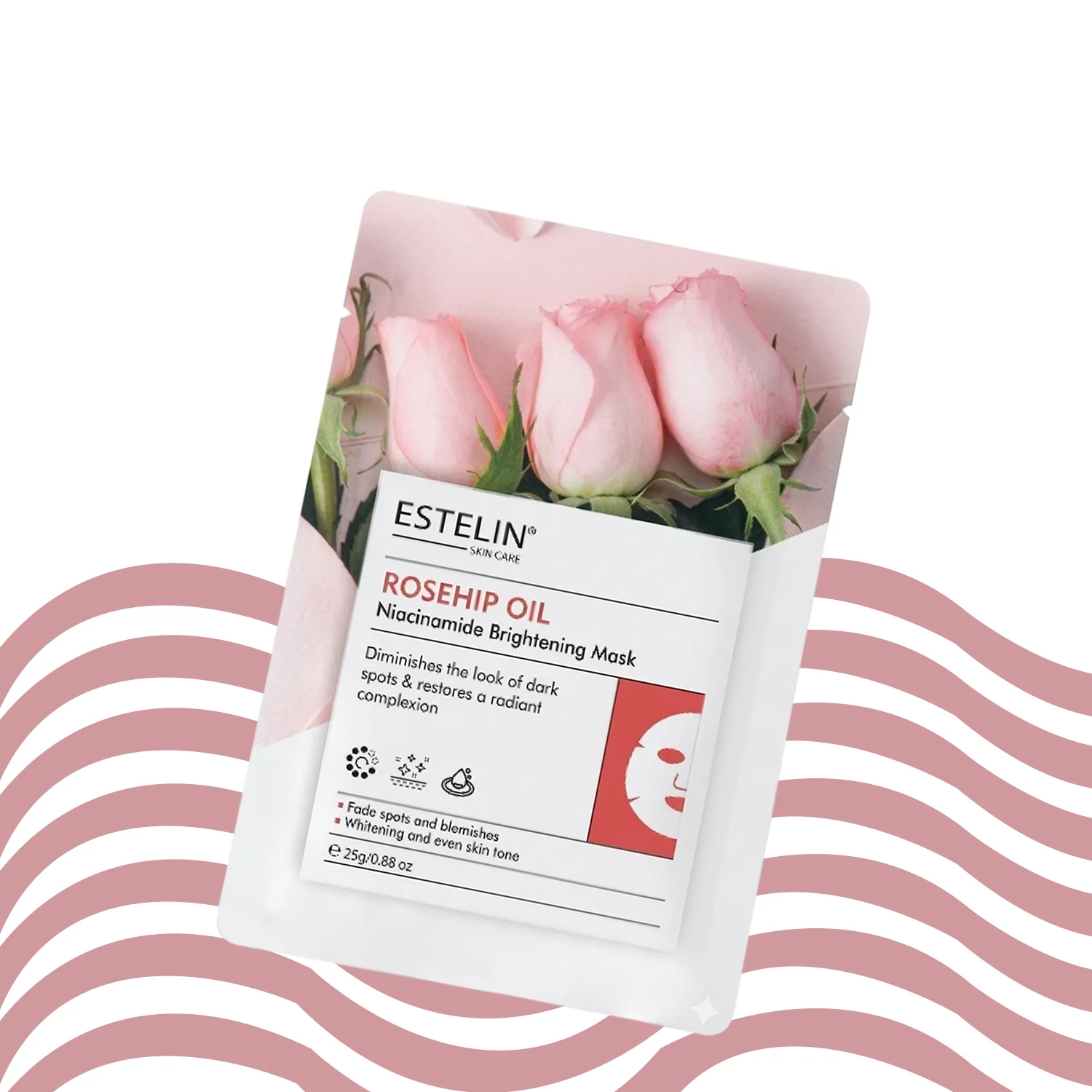 1pcs Esstelin Rosehip Oil & Niacinamide Brightening Face Sheet Mask