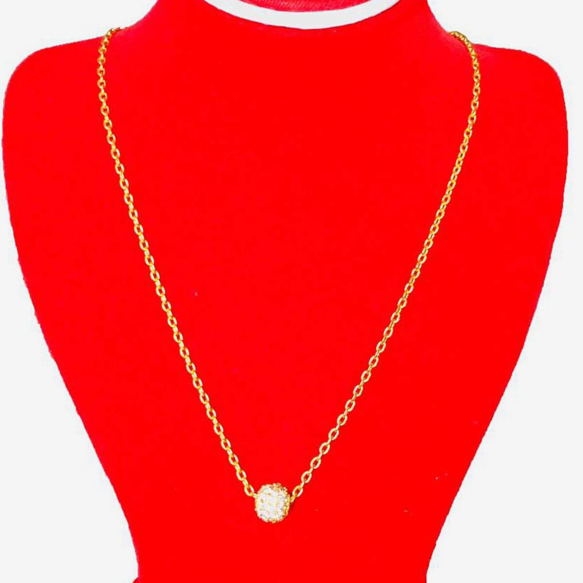 Gold Plated Chain With White Stone Ball Locket For Women(Panchadhatu)