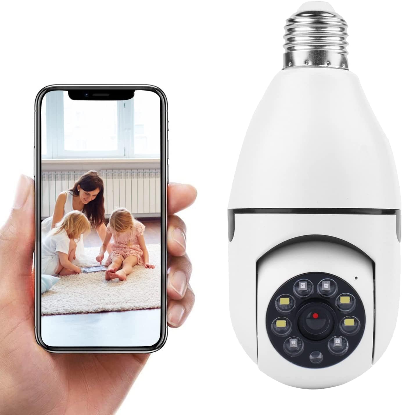 Bulb Home Security Camera, Wireless Video Surveillance, PTZ WiFi Panorama With Full Color Night Vision & Two Way Audio