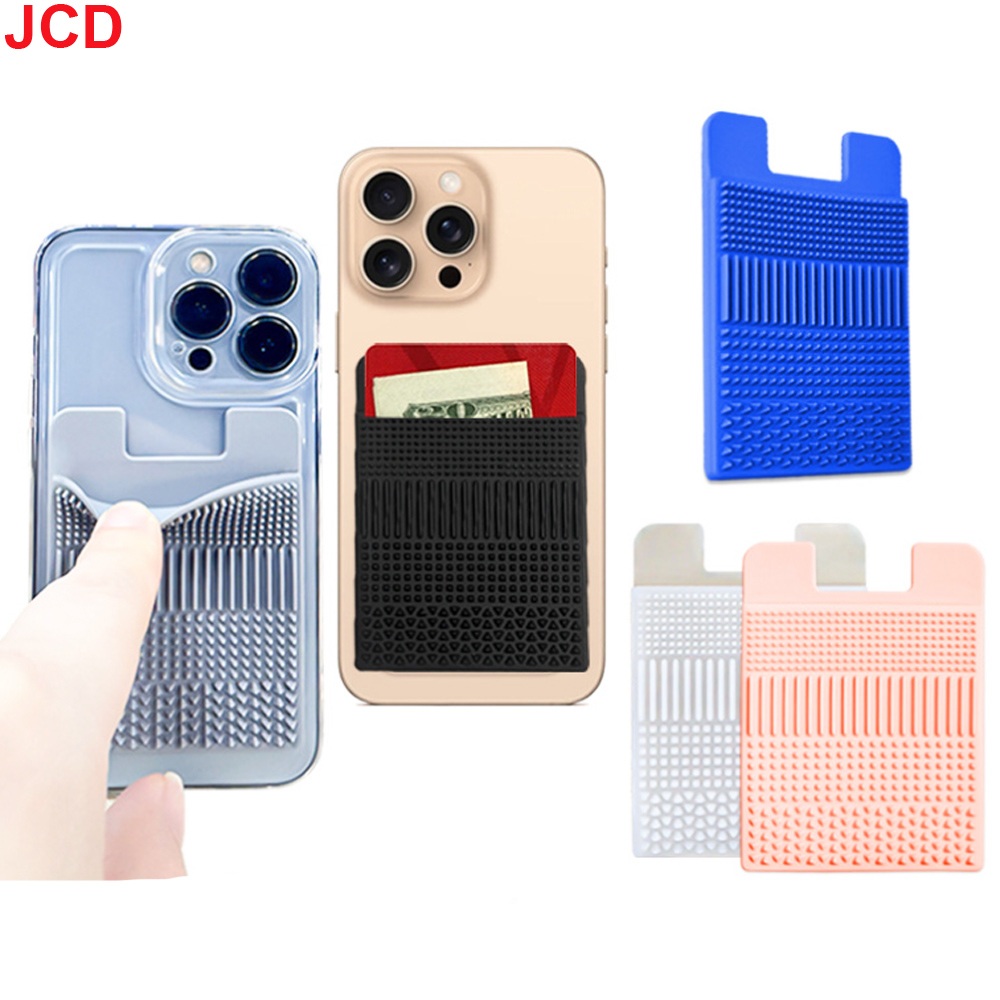 JCD 1pcs New Silicone Phone Universal Card Holder Wallet Case Phone Card Holder Back stickerAdhesive Sticker Pocket Money Bag
