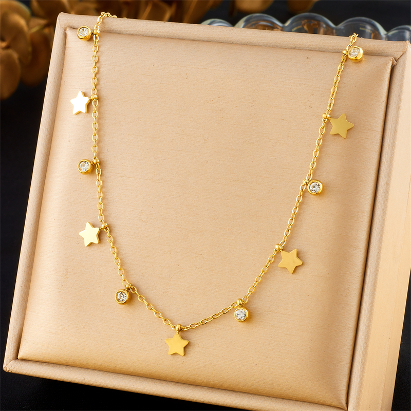 Blue Bell -"Stainless Steel Simple Multiple Trinkets Necklace For Women Butterfly, Star , Moon Note Design Clavicle Chain"