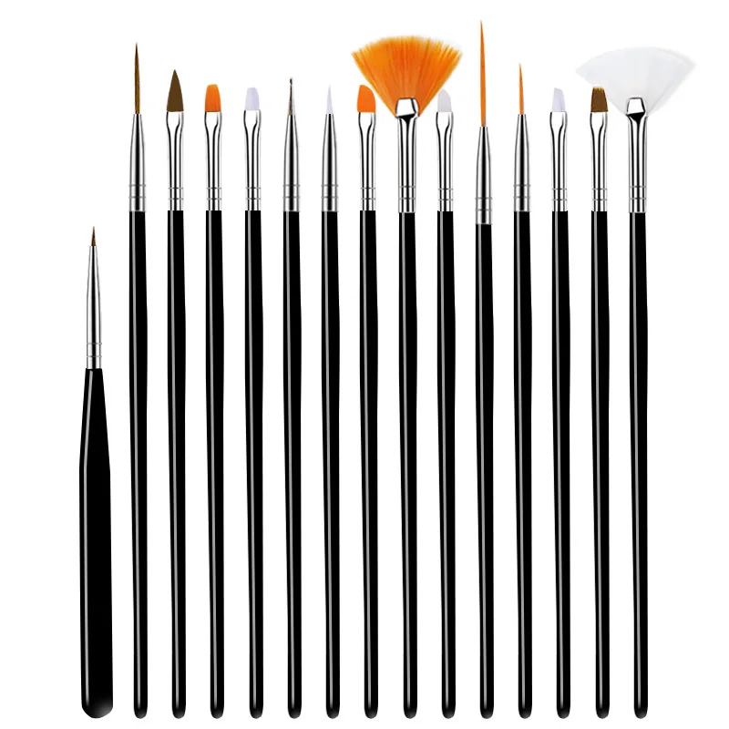 15pcs Professional Nail art Brush Set Armor Supplies Acrylic UV Gel Paint Spot Nails Nail Art Design Drawing Pen Tools