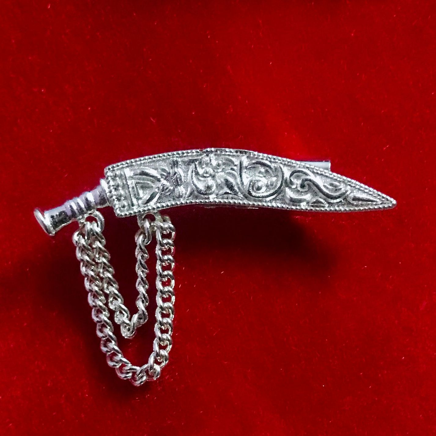 Khukuri Design Silver Plated Brooch For Men