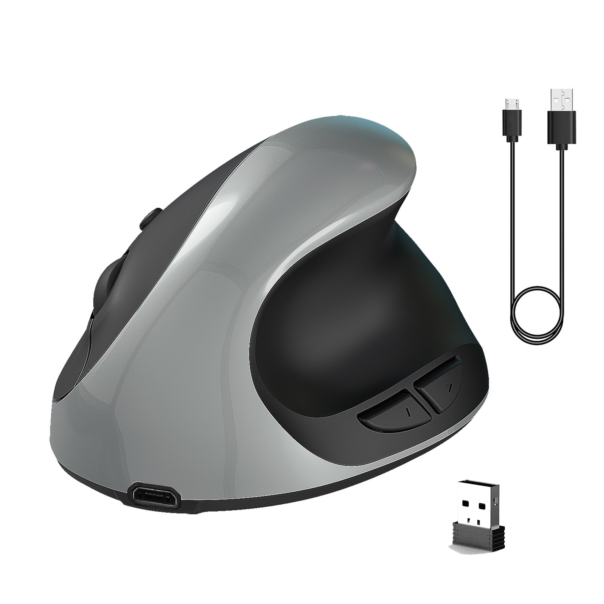 HXSJ X10 2.4G Wireless Vertical Mouse Ergonomic Mice 3-gear Adjustable DPI Built-in 600mAh Rechargeable Lithium Battery