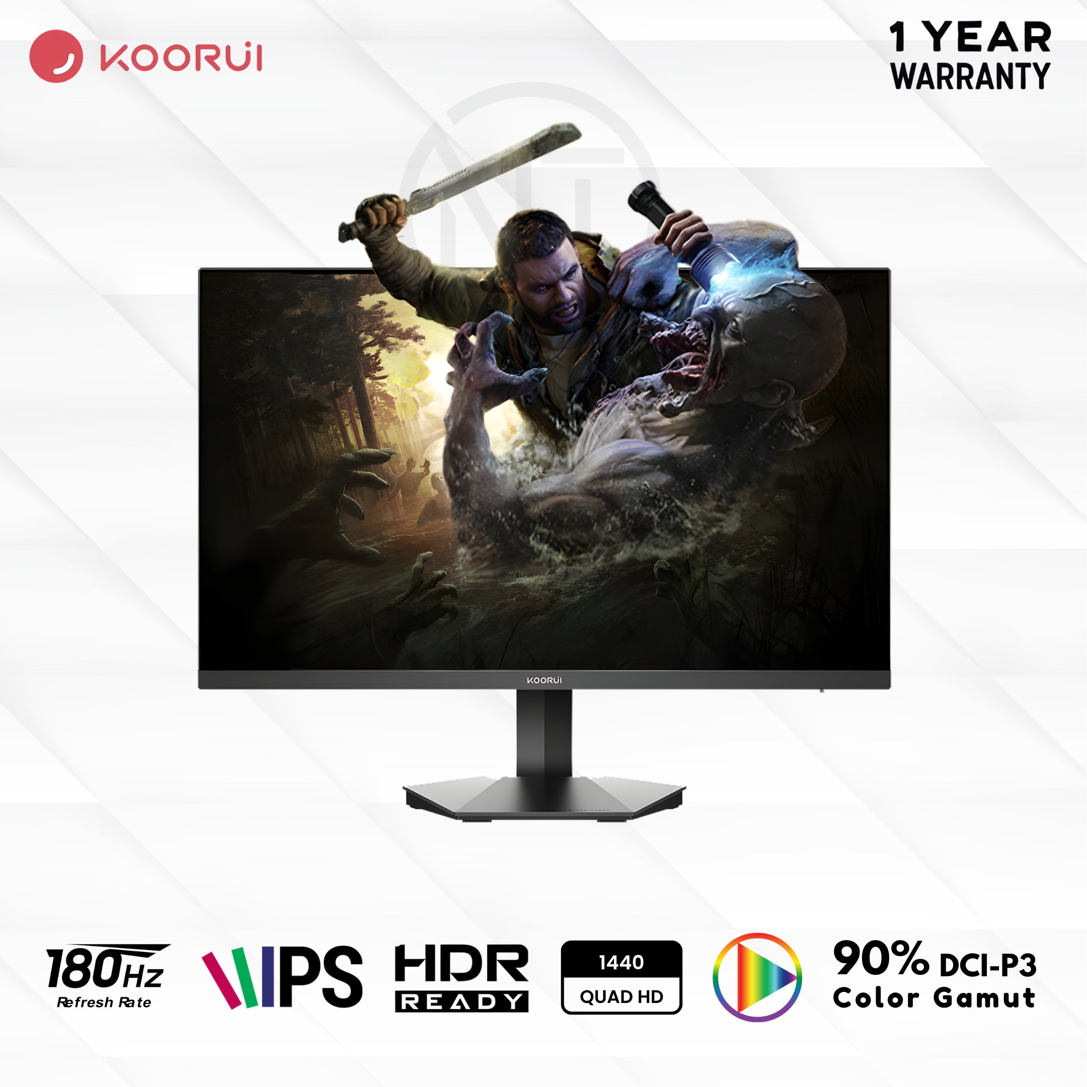 Koorui G2421V 24" 2K QHD (2560*1440) 180Hz Gaming Monitor | HDR400 Display, 90% DCI-P3 Color Gamut, VESA Mountable