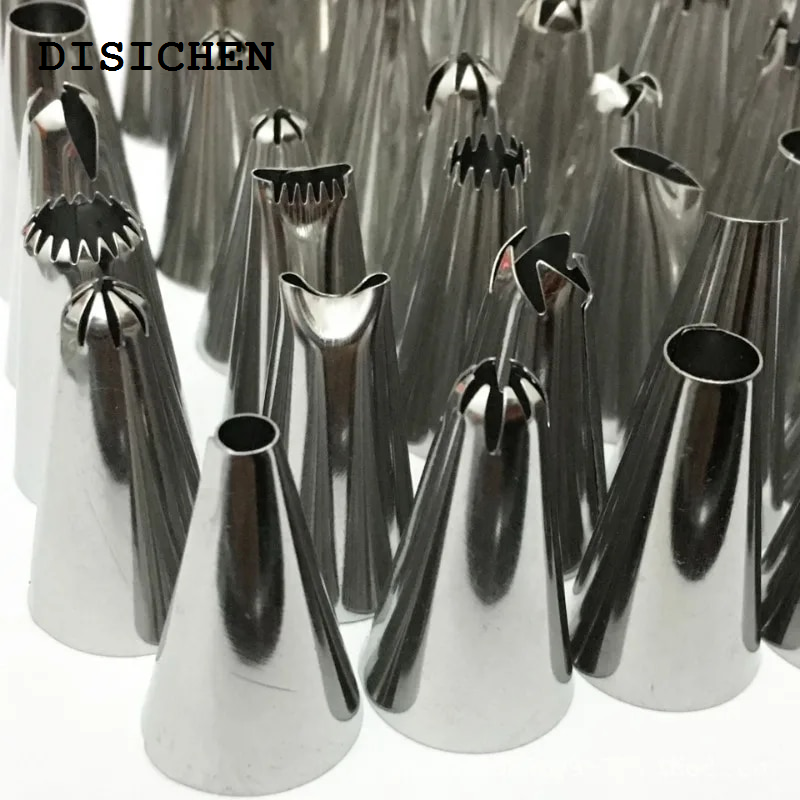 DISICHEN 【2025 Version】 24-48Pcs/Set Pastry Nozzle Stainless Steel Icing Piping Nozzles DIY Cake Fondant Cream Decorating Supplies Kitchen Bakery Tools