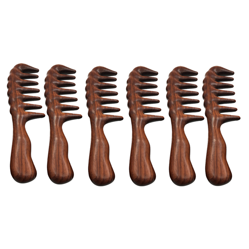fasdaga 6X Hair Comb for Detangling - Wide Tooth Wood Comb for Curly Hair - No Static Natural Wooden Sandalwood Comb