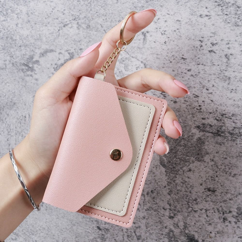New Slim Short Wallet Leather Candy Color Short Purse Coin Purse Women Girls