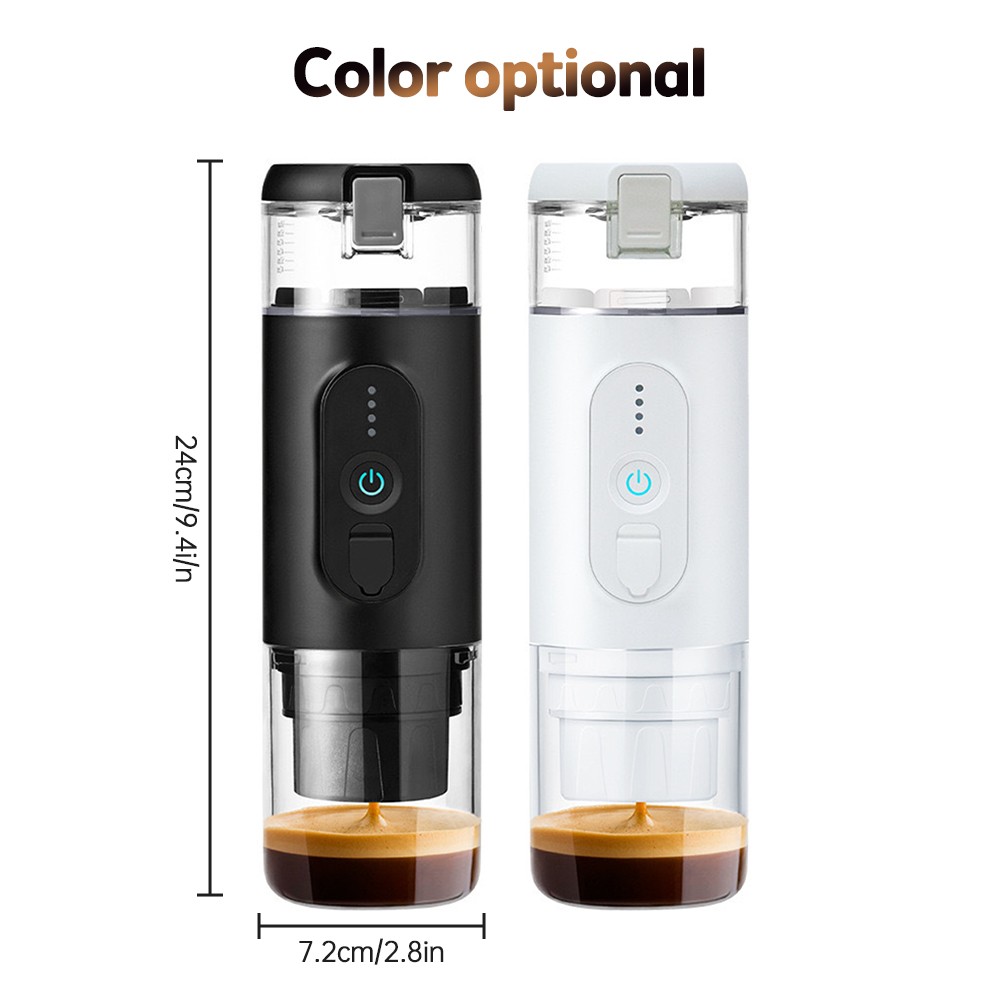 Portable Electric Espresso Coffee Machine Cordless Heating Single Serve Mini Coffee Maker with 2-IN-1 Coffee Powder/Capsule Bin 18Bar Pump Pressure Auto Brew Built-in 2500mAh Battery