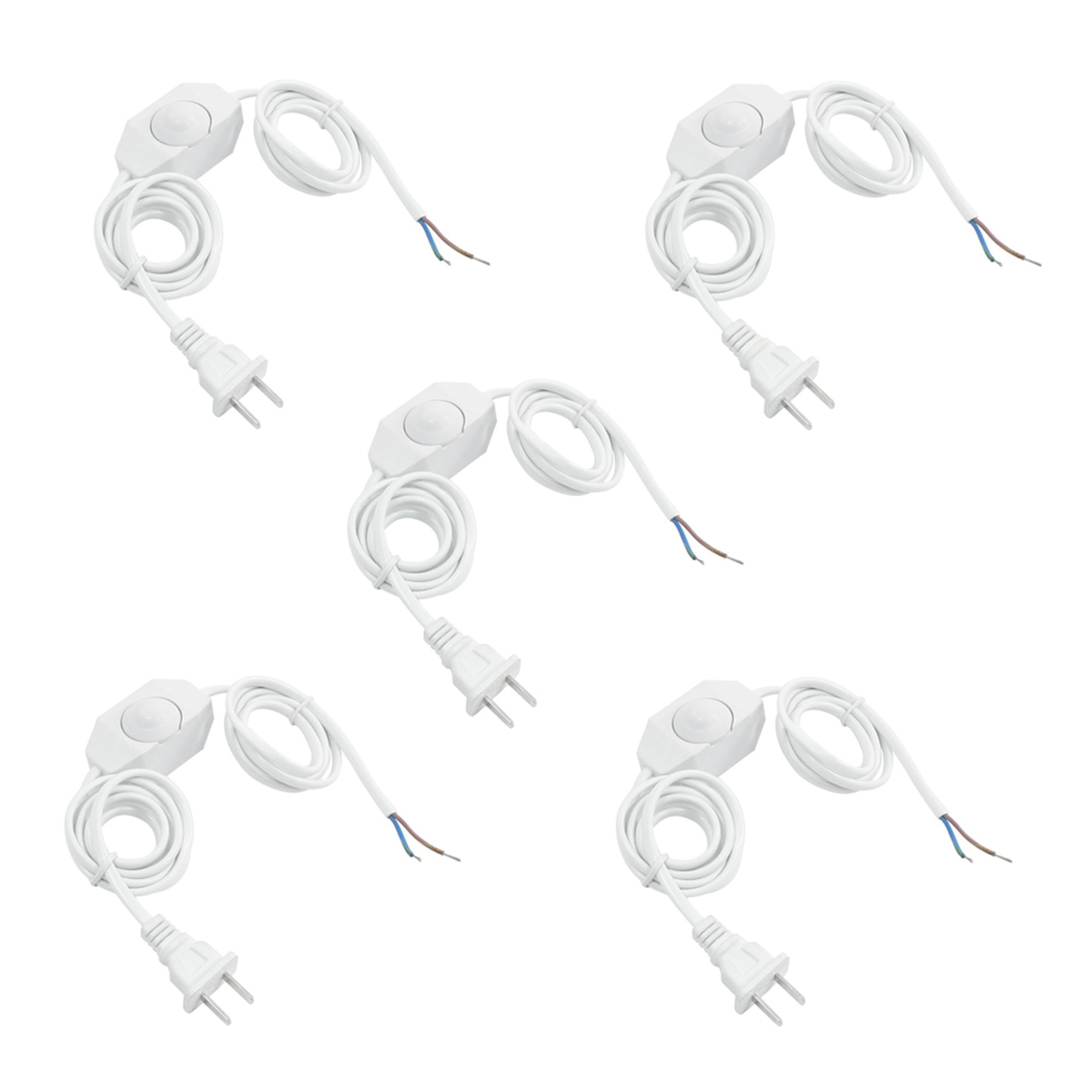 fasdaga 5X White Lamp Power Cord W Dimmer Switch AC 250V/110V US Plug