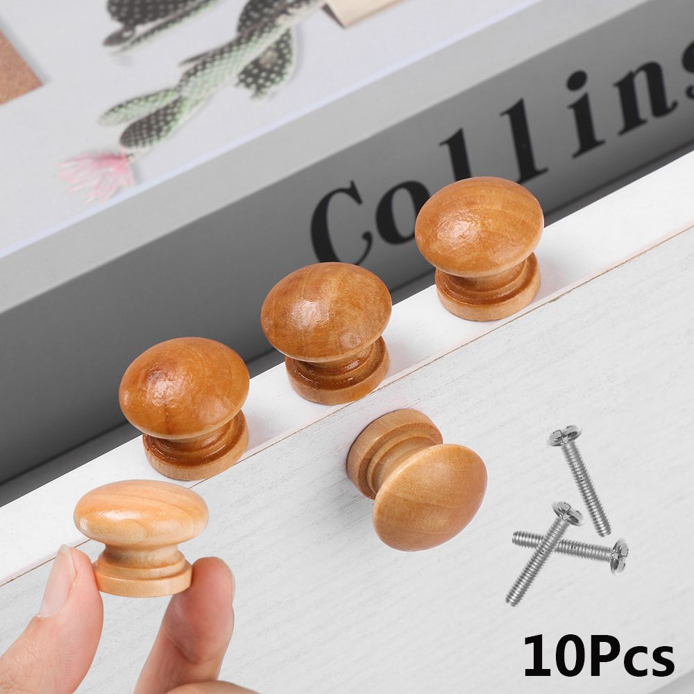 10pcs Cupboard New Furniture Fitting Round Shape Dresser Wardrobe Pulls Door Handle Cabinet Pulls Natural Wooden Drawer Knob