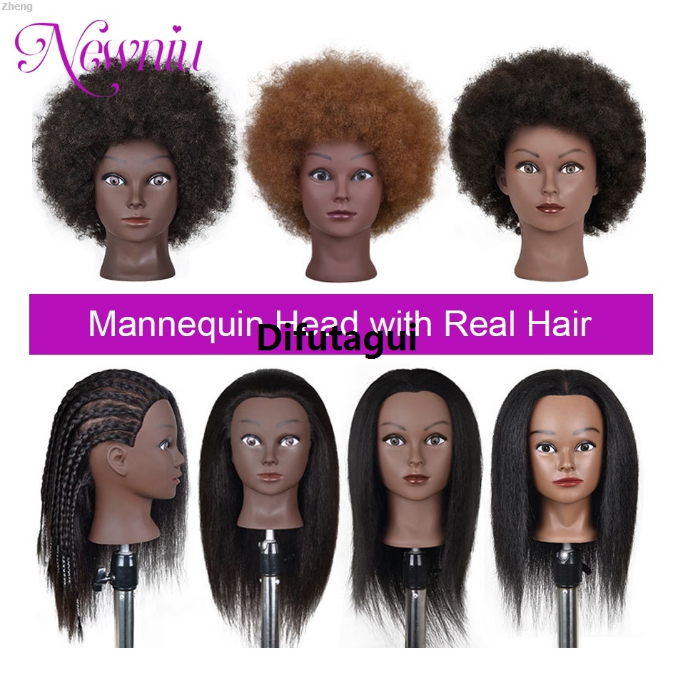 Difutagui Zheng In the practice of styling and weaving baby training head, hair baby head High Quality Profesional with a tripod, 100% African mannequin real hair, adjustable weaving