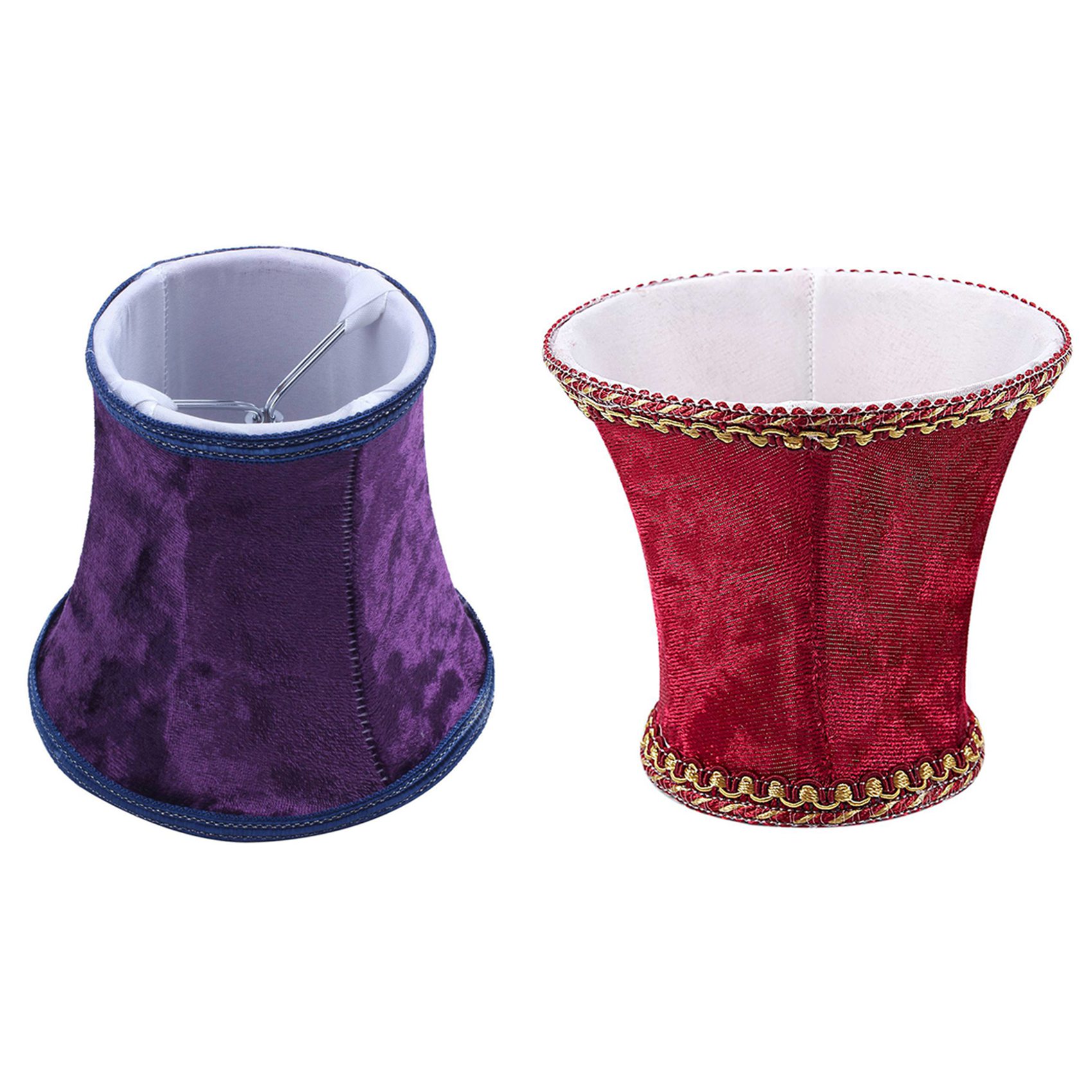 NAMUNY 2 Pcs E14 Handmade Lampshade for Modern European Style Wall Sconce Lamp with Blue Flannel Decor, Dark & Red
