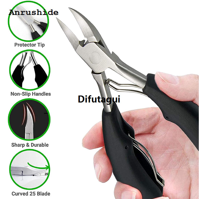 Difutagui Toenail Clippers Nail Cutters Professional Pedicure Paronychia Tools New style Portable Manicure Sets Stainless Steel Sharp Curved Blade Big Pliers