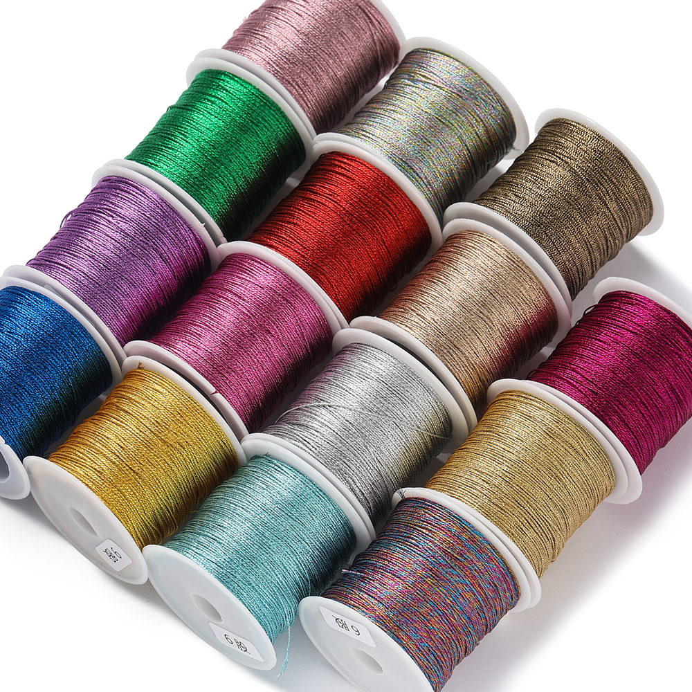 St. kunkka 1roll 3/6/9/12 Strand Braided Thread Polyester Gold Silver Symphony Strand Thread Can Be Used for DIY Necklace Bracelet Jewelry Making
