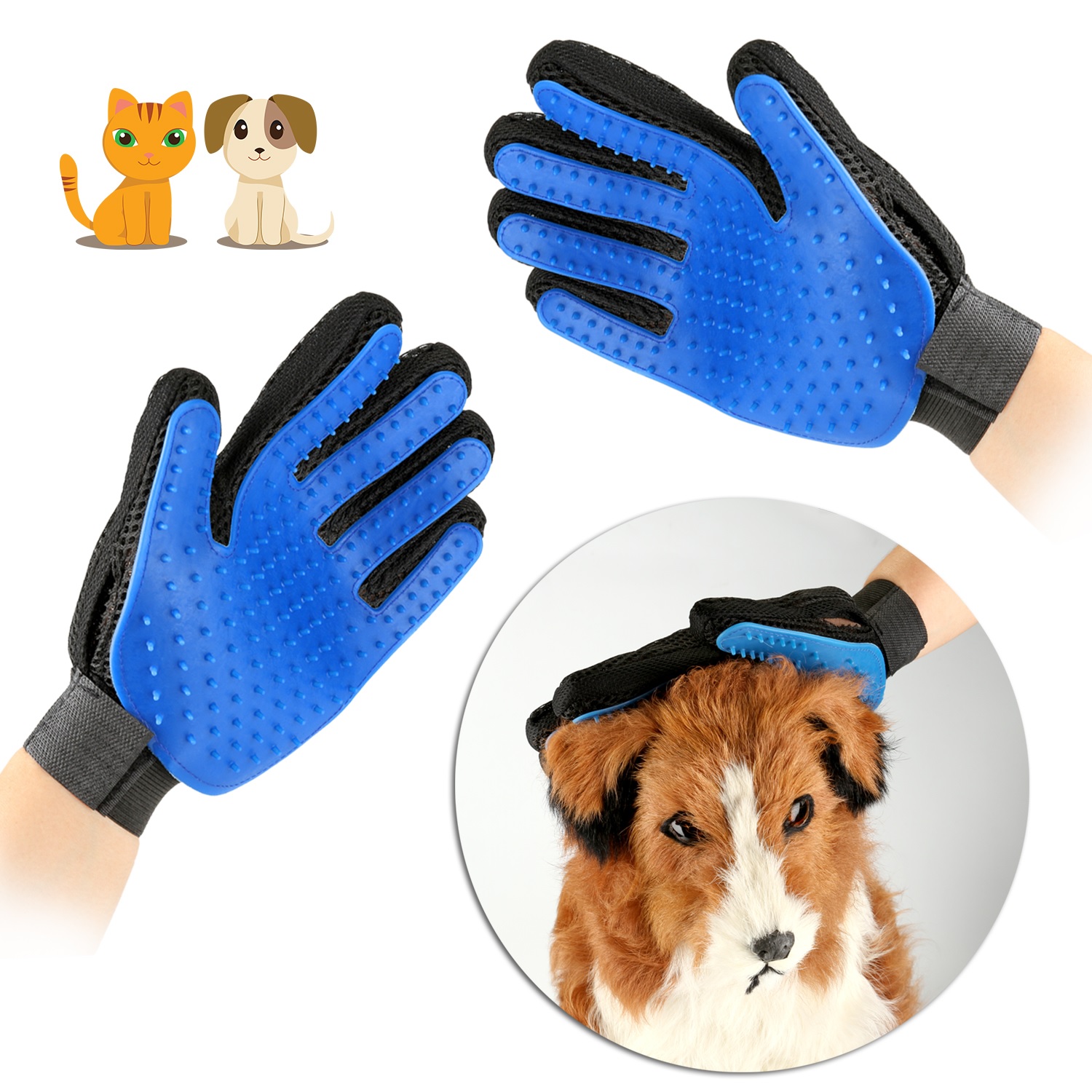 Pet Hair Remover Glove - Gentle Grooming Brush for Dogs & Cats - Deshedding & Massage Mitt with Five Finger Design - Long & Short Fur - Right Hand, 1 Pack
