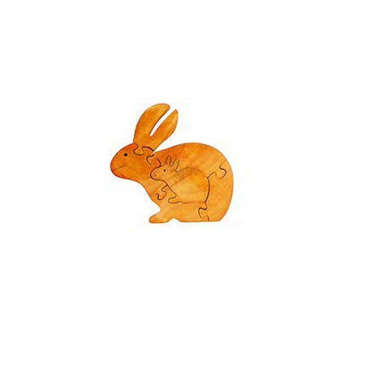 Little Genius Wooden Jigsaw Puzzle-Rabbit-Natural Finish NP-01 (18x13x3 cm)