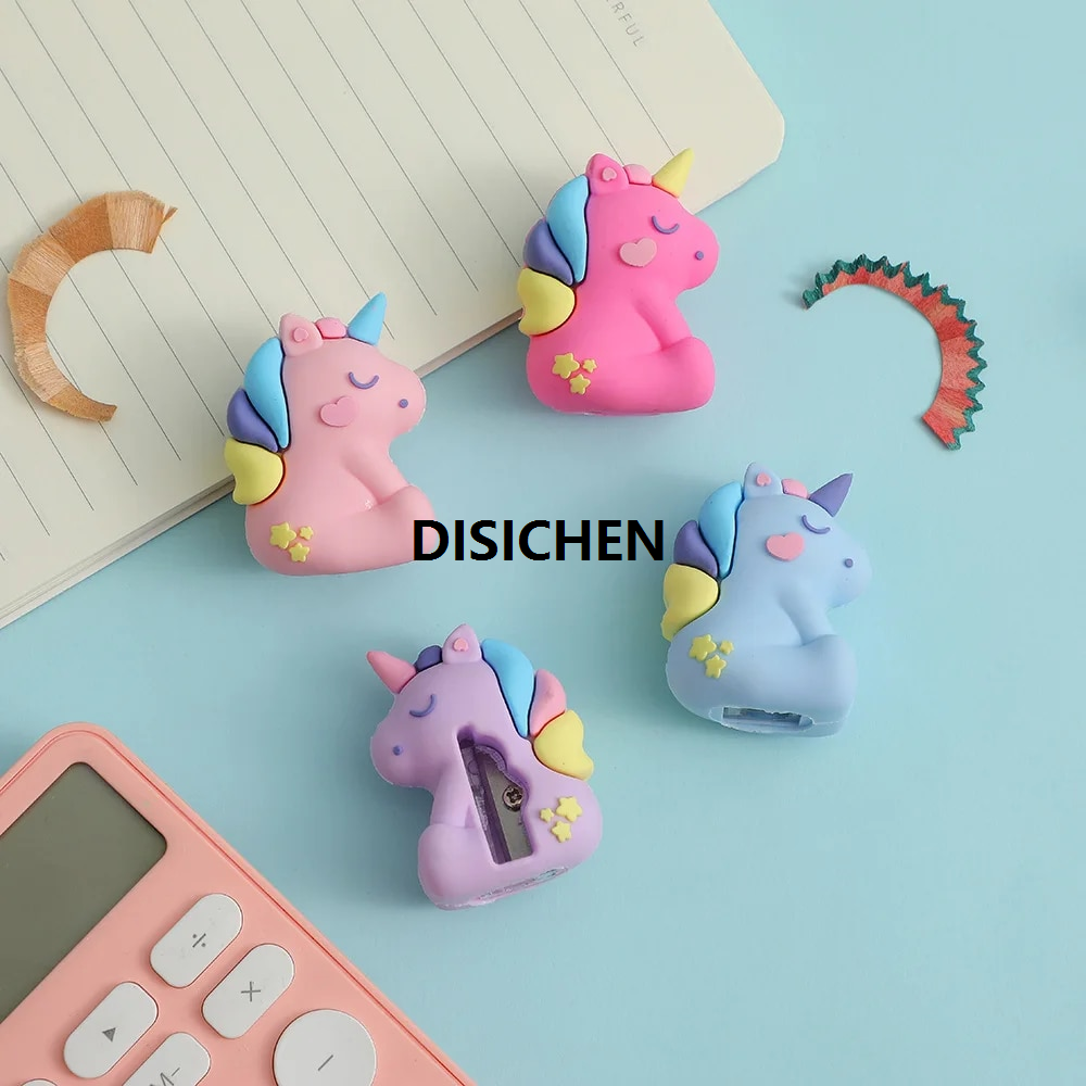 DISICHEN 2/4pcs Children's Cartoon Unicorn Shaped Pencil Sharpener Student Pencil Sharpener Kawaii School Supplies Stationery 2025 New