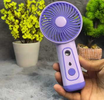 ElectraByte Cute USB Rechargeable Fan With Mist Handheld Portable Mini Fan For Gift | Sanario Fan | Hand Hold Mini Fan with Low Noise Portable Fan Neck Fan Makeup Fan for Office Study and Home Use | Portable Multifuctional Fan ( Color May Vary )