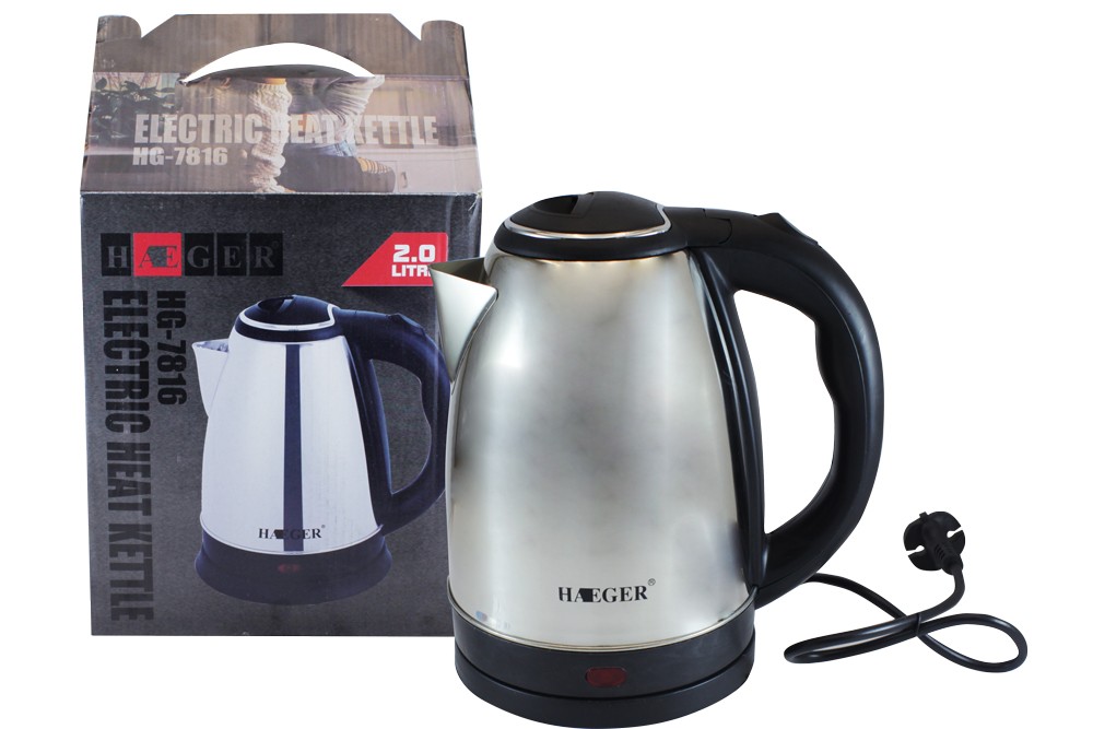 HAEGER Kettle 2 Liter 2000 Watt Stainless Steel Electric Kettle