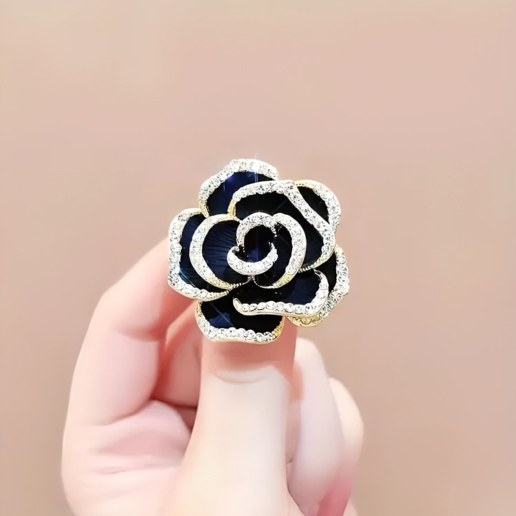 Korean Luxury Rose Crystal Brooch for Women | Vintage Cross Metal Lapel Pin | Elegant Wedding Party Badge Clothing Accessories