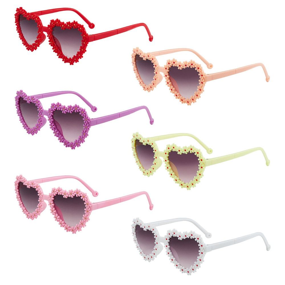 Fashion Heart-Shaped Kids Daisy Sunglasses Sun Protection Vintage Flower Sun Glasses 3-18 Years Disco Festival Party Glasses for Boys Girls