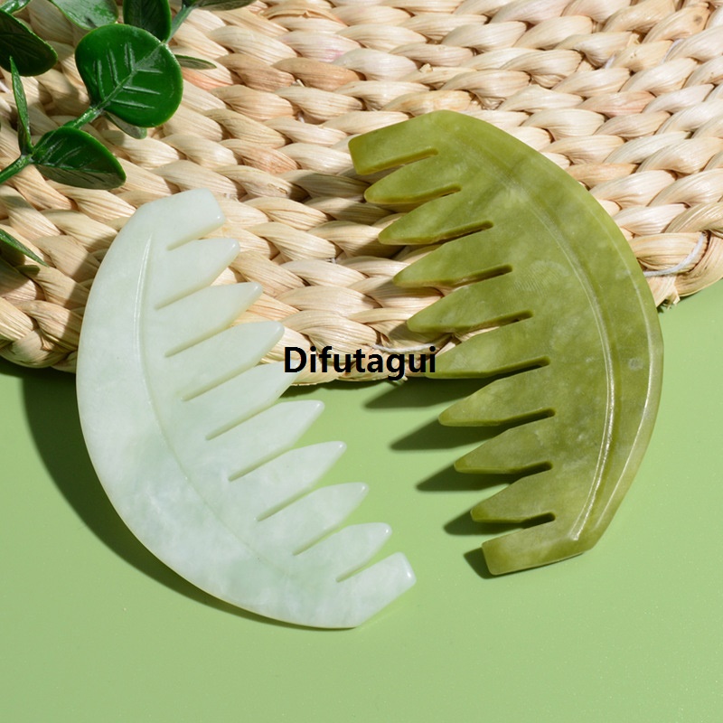 Difutagui 1 Pcs New Jade Meridian Ten-tooth Massage Comb Wide-Tooth Luxury Comb Head Massage GuaSha Wide Toothed Comb Hair Care Tool