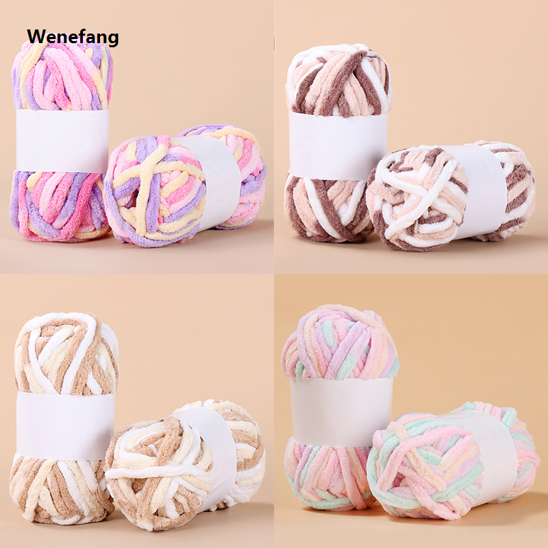 Wenefang 50g/Ball Blended Colorful Dye Ice Strip Line Yarn For Hand-knit Hot Selling DIY Soft Thickness Wool Thread Blanket Scarf Crochet Yarn