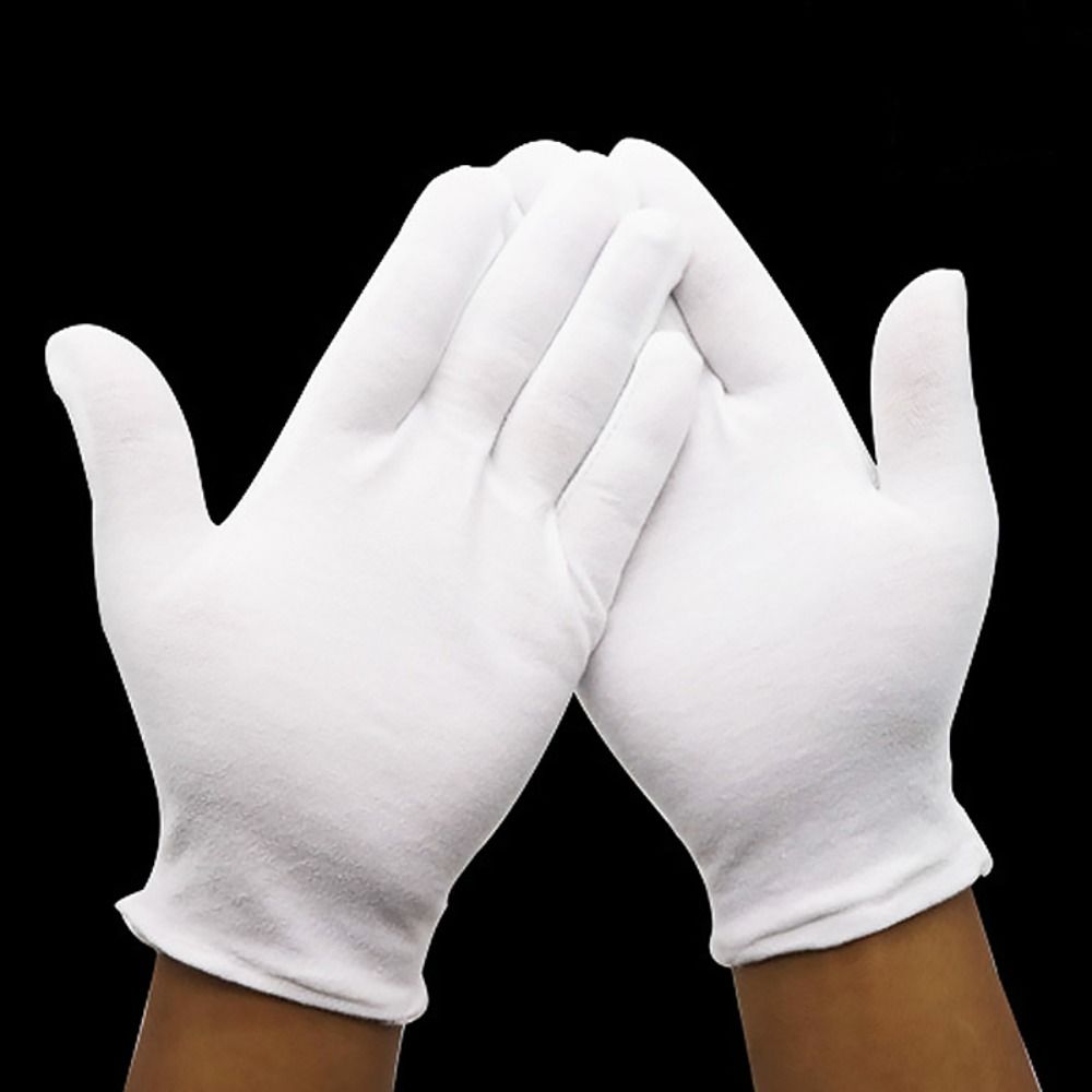 2 Pairs Outdoor Gloves Full Finger Jewelry Gloves Cotton Sweat Absorption White Cotton Gloves Classic Style Portable for Waiters/Drivers/Jewelry/Workers Mittens/Stage Performance/Cosplay Party