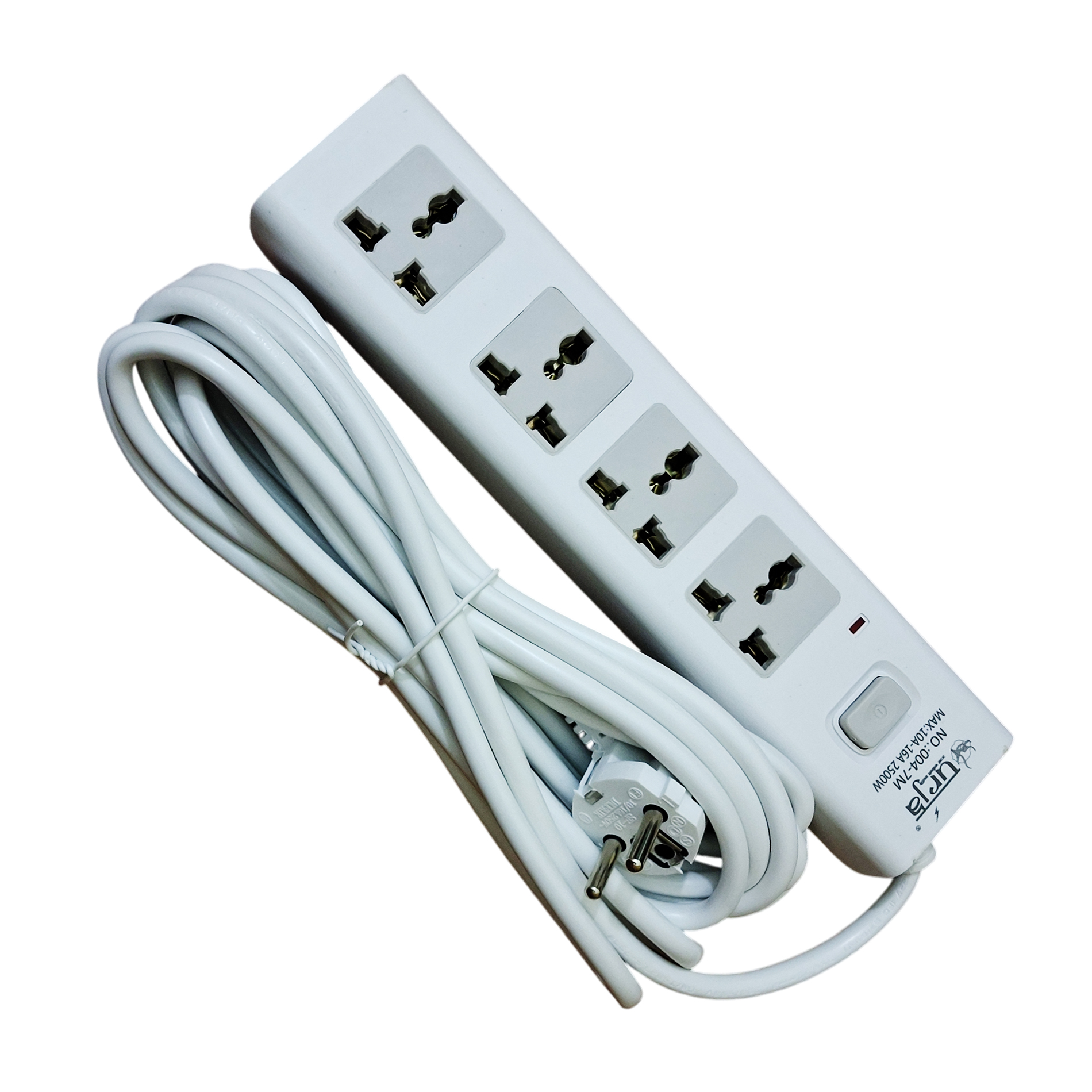 Urja B42-3M 7 Port Extension Cord Multiplug with Master Switch & 2 USB Ports (2.1A), 2500W, 10A, 3 Meter Power Strip for Home & Office