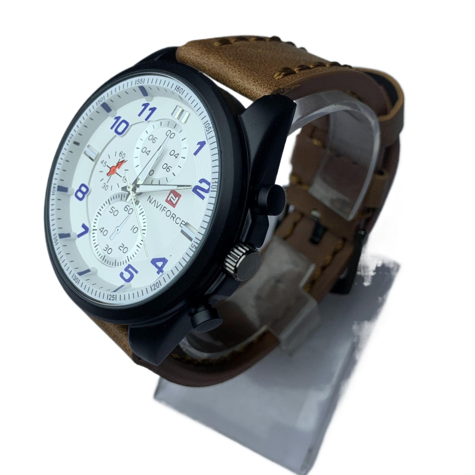Round White Dial Brown Leather Belt Best Quality Waterproof Fashionable Watch For Men - Best Supplier