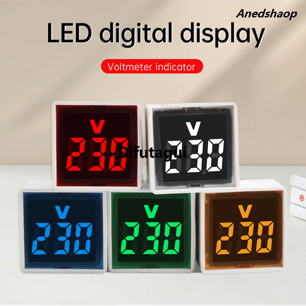 Difutagui 30MM Voltmeter Square/Rotundity EU Plug AC 220V LED Digital AC High Hot Selling Quality Voltmeter Indicator Power Line Voltage Test Monitor 50~500V