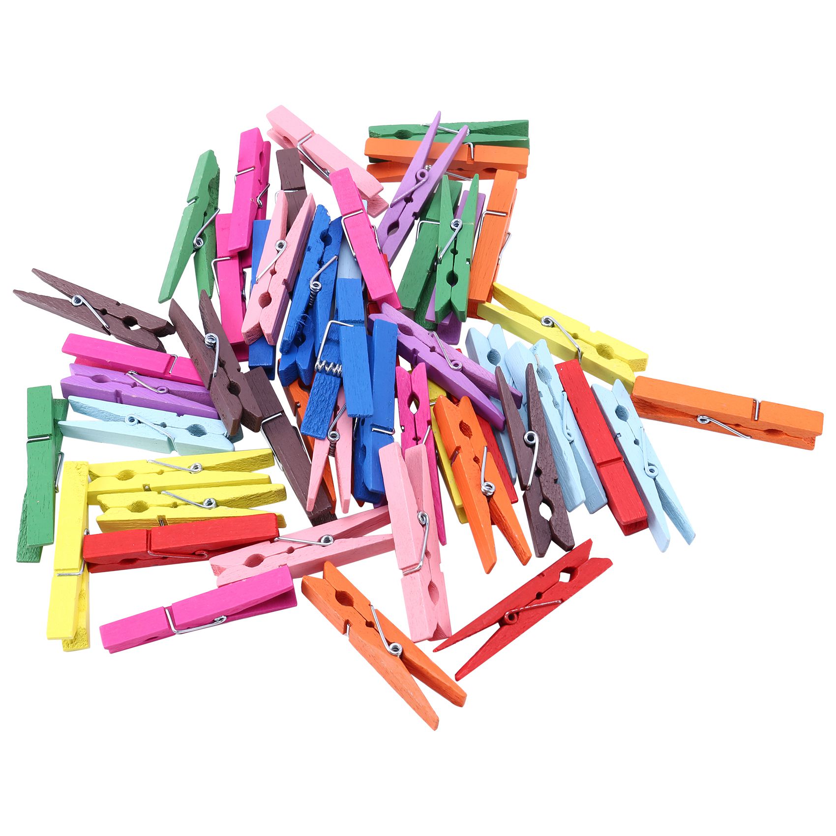 NAMUNY 3-Inch Large Natural Colorful Wooden Clothespins, Set of 50 Pins, Assorted Colors