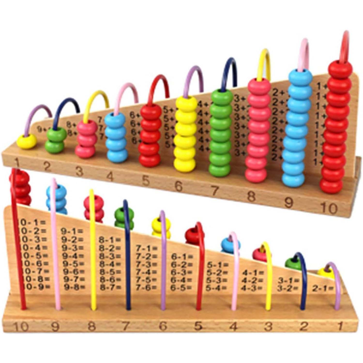Multicolor Double Sided Wooden Abacus Calculation Kit With Counting Addition & Subtraction, Early Math Learning Montessori Educational Toy For Kids