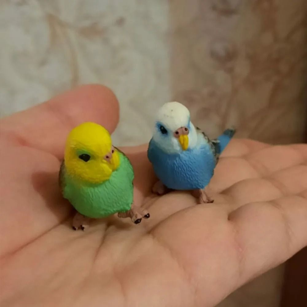 Animal Sculpture Miniatures Simulated Budgie Parrot Educational Plastic Bird Figurines Cartoon Parrot Ornament Party